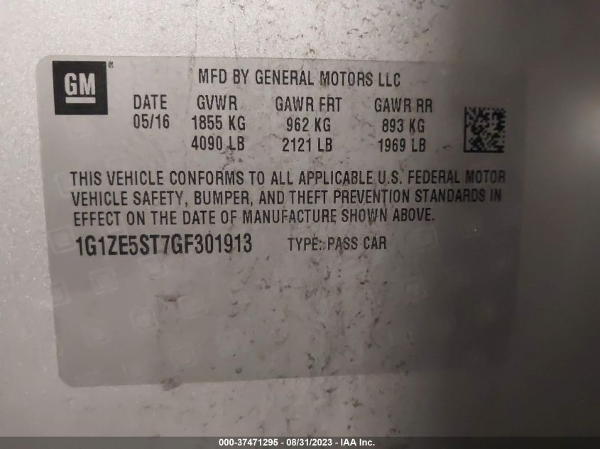 2016 CHEVROLET MALIBU LT - 1G1ZE5ST7GF301913