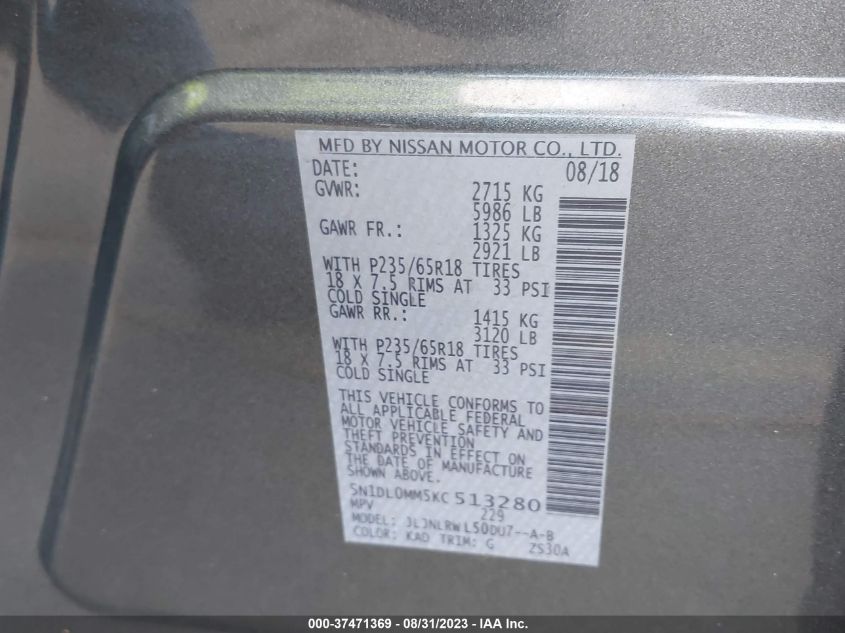 2019 INFINITI QX60 LUXE - 5N1DL0MM5KC513280