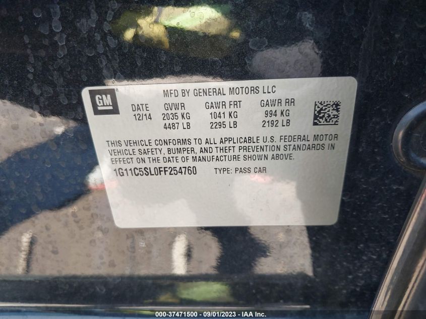 2015 CHEVROLET MALIBU LT - 1G11C5SL0FF254760