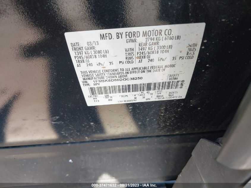 2013 FORD EXPLORER XLT - 1FM5K8D86DGC38250