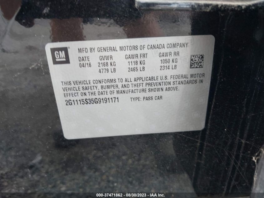 2016 CHEVROLET IMPALA LT - 2G1115S35G9191171