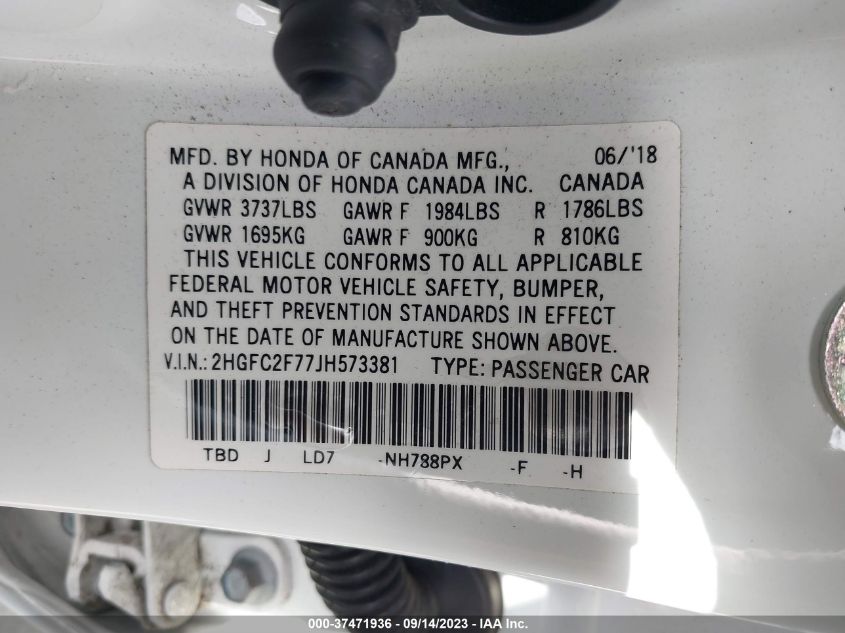2018 HONDA CIVIC SEDAN EX - 2HGFC2F77JH573381