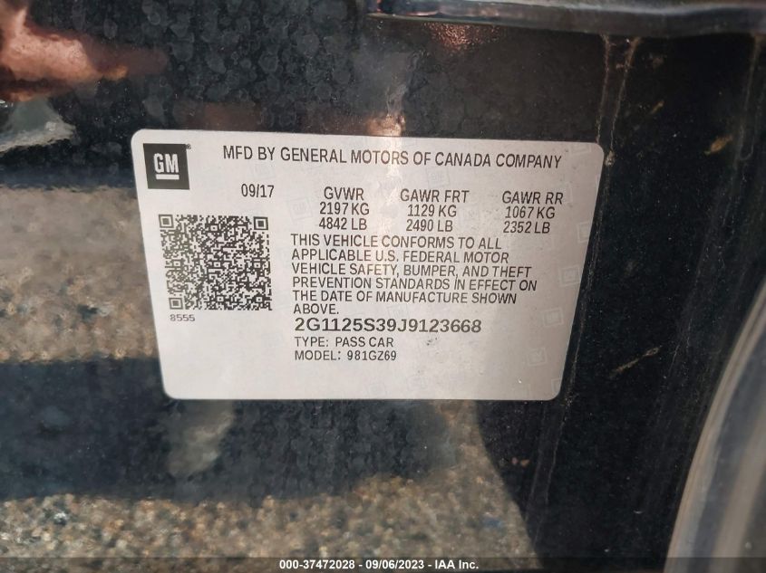 2018 CHEVROLET IMPALA PREMIER - 2G1125S39J9123668
