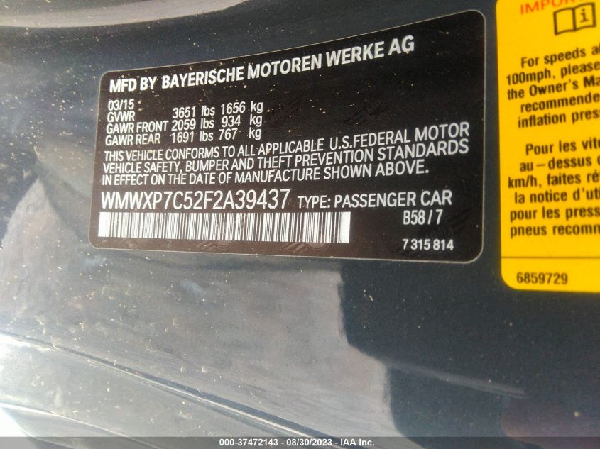 2015 MINI COOPER HARDTOP S - WMWXP7C52F2A39437