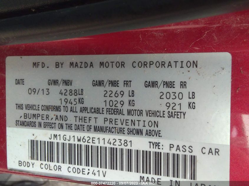 2014 MAZDA MAZDA6 I GRAND TOURING - JM1GJ1W62E1142381