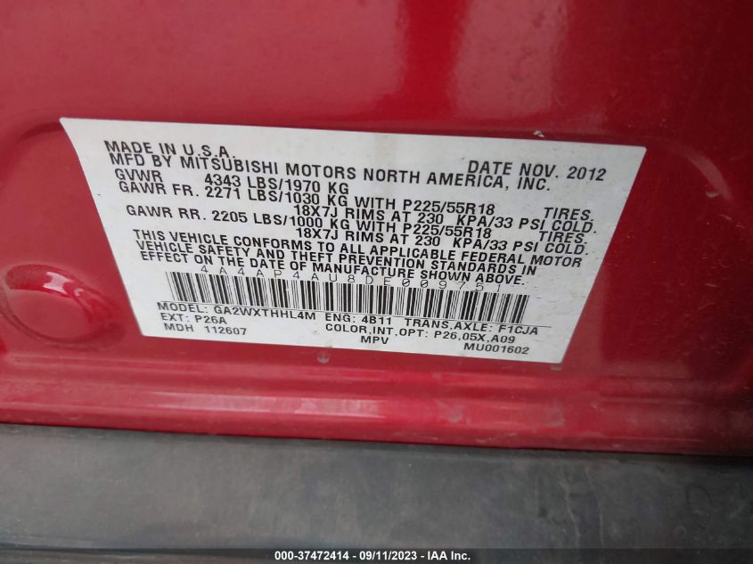 2013 MITSUBISHI OUTLANDER SPORT SE - 4A4AP4AU8DE009751