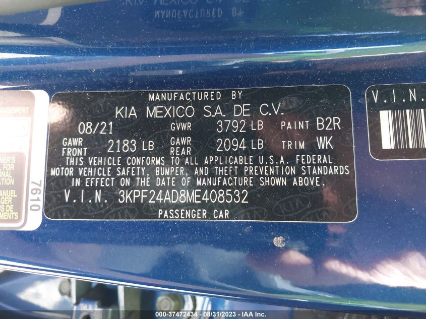 3KPF24AD8ME408532 Kia Forte LXS 9