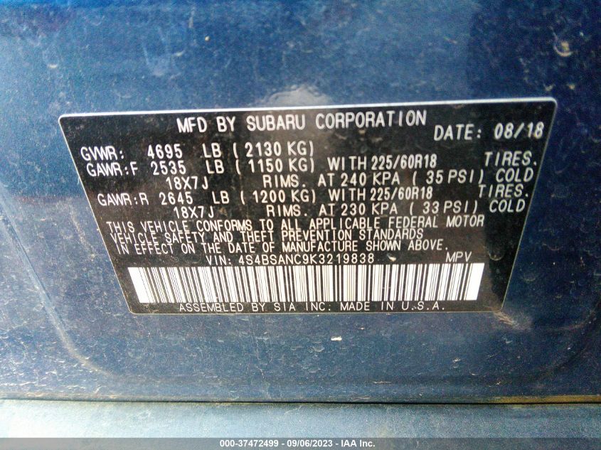 4S4BSANC9K3219838 Subaru Outback LIMITED 9