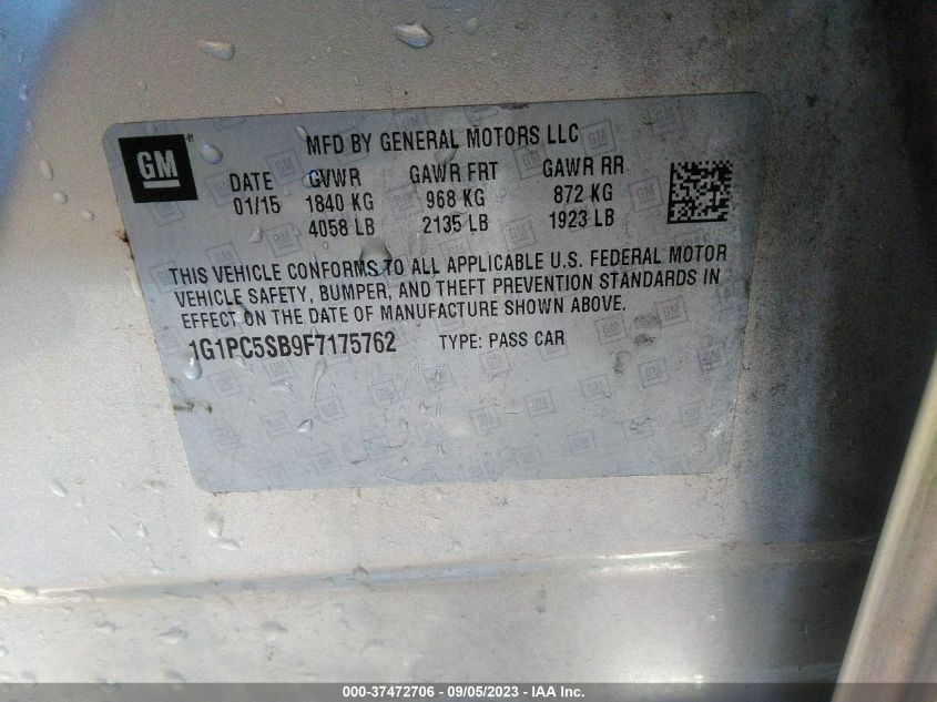 2015 CHEVROLET CRUZE LT - 1G1PC5SB9F7175762