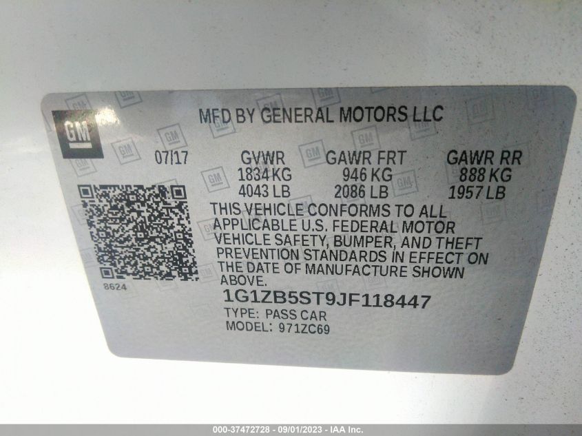 2018 CHEVROLET MALIBU LS - 1G1ZB5ST9JF118447