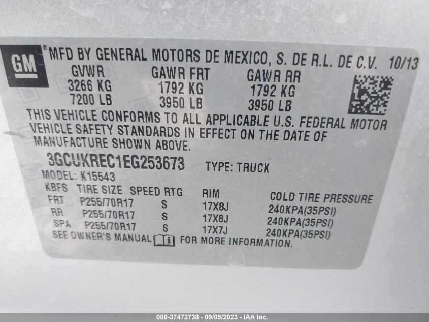 2014 CHEVROLET SILVERADO 1500 LT - 3GCUKREC1EG253673