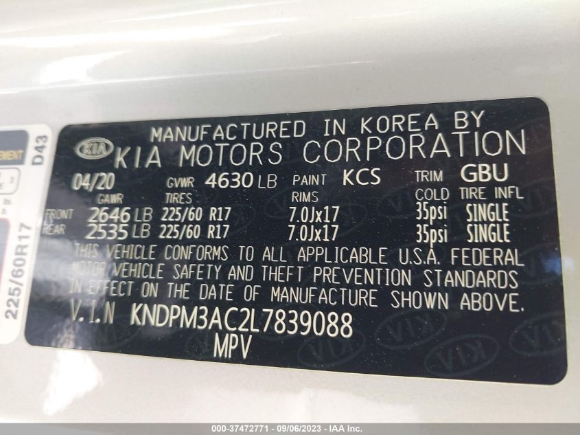 2020 KIA SPORTAGE LX - KNDPM3AC2L7839088