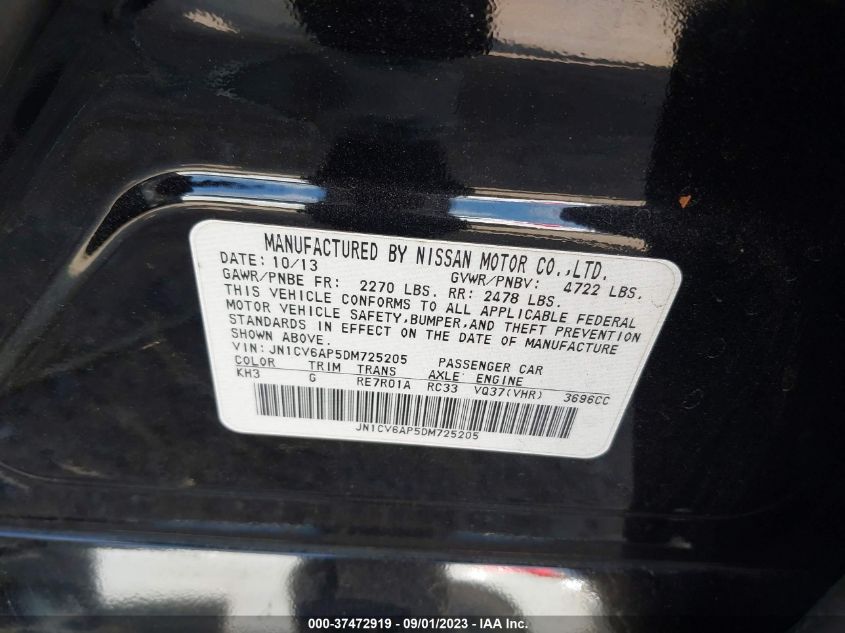 2013 INFINITI G37 SEDAN JOURNEY - JN1CV6AP5DM725205
