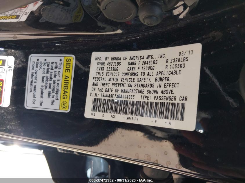 2013 ACURA TL ADVANCE - 19UUA9F7XDA004985