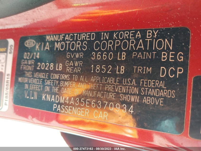 2014 KIA RIO LX - KNADM4A35E6370934