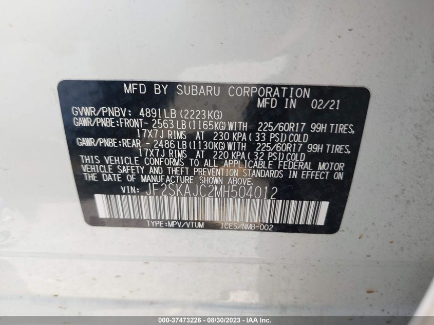 2021 SUBARU FORESTER PREMIUM - JF2SKAJC2MH504012