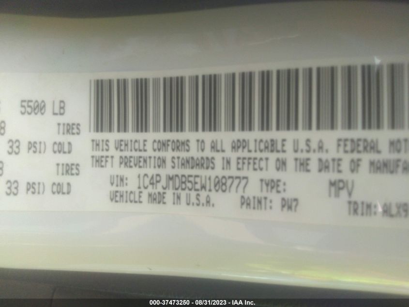 2014 JEEP CHEROKEE LIMITED - 1C4PJMDB5EW108777