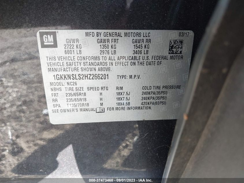 2017 GMC ACADIA SLE - 1GKKNSLS2HZ266201