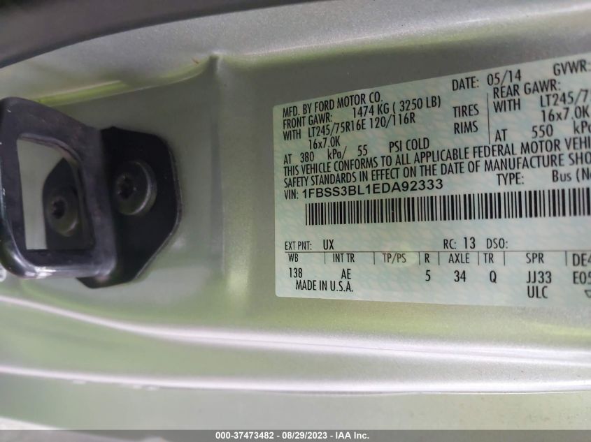 2014 FORD E-350 SUPER DUTY XL - 1FBSS3BL1EDA92333