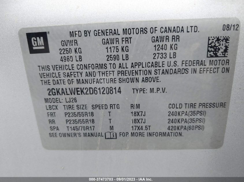 2013 GMC TERRAIN SLT - 2GKALWEK2D6120814