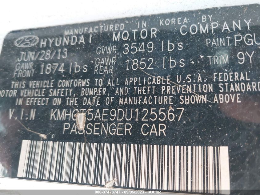 2013 HYUNDAI ACCENT GS - KMHCT5AE9DU125567
