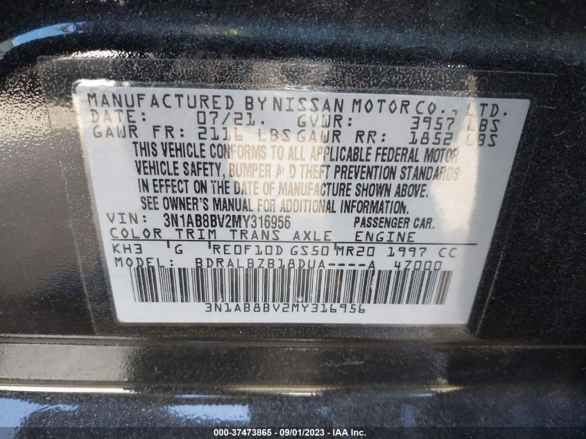 2021 NISSAN SENTRA S - 3N1AB8BV2MY316956