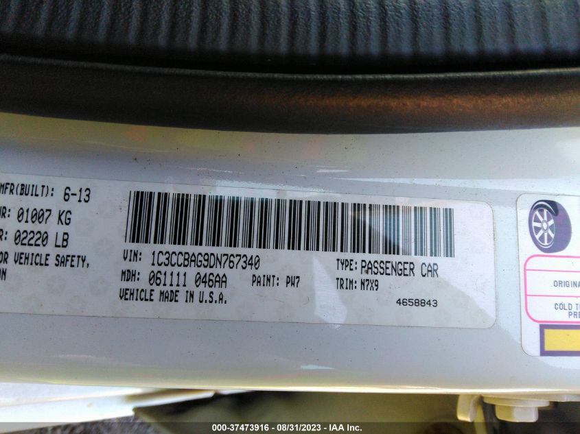 2013 CHRYSLER 200 LX - 1C3CCBAG9DN767340