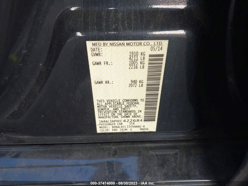 2014 NISSAN ALTIMA 2.5 S - 1N4AL3APXEC422684