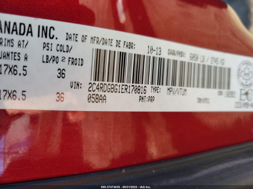 2014 DODGE GRAND CARAVAN SE - 2C4RDGBG1ER170816