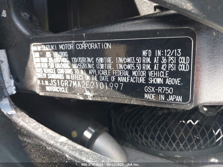 2014 SUZUKI GSX-R750 - JS1GR7MA2E2101997