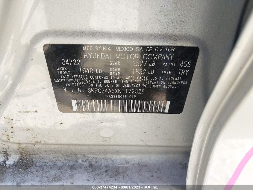2022 HYUNDAI ACCENT SE - 3KPC24A6XNE172326