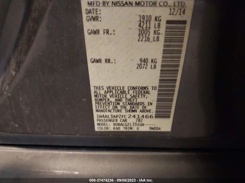 2015 NISSAN ALTIMA 2.5 - 1N4AL3AP2FC241466