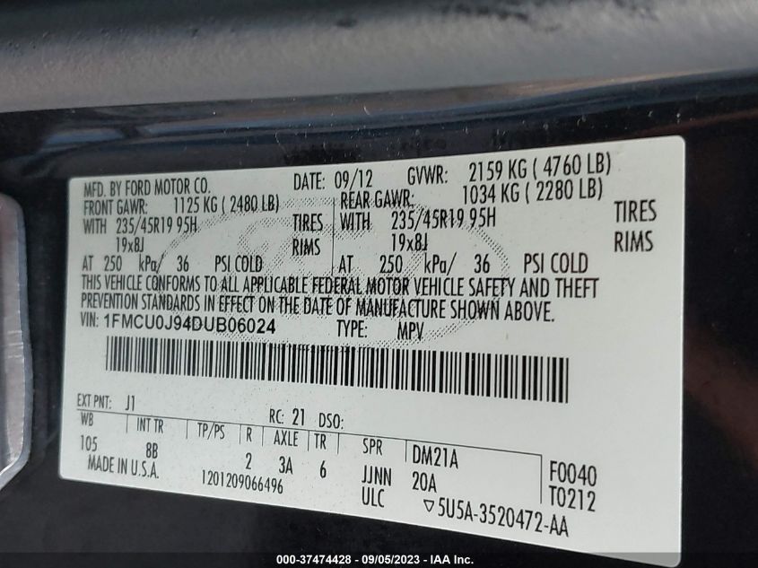 2013 FORD ESCAPE TITANIUM - 1FMCU0J94DUB06024