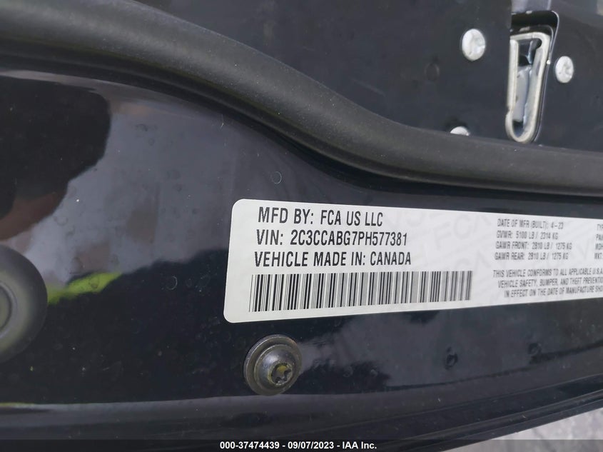 VIN 2C3CCABG7PH577381 2023 CHRYSLER 300 300S