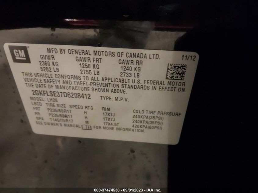 2013 GMC TERRAIN SLE - 2GKFLSE37D6208412