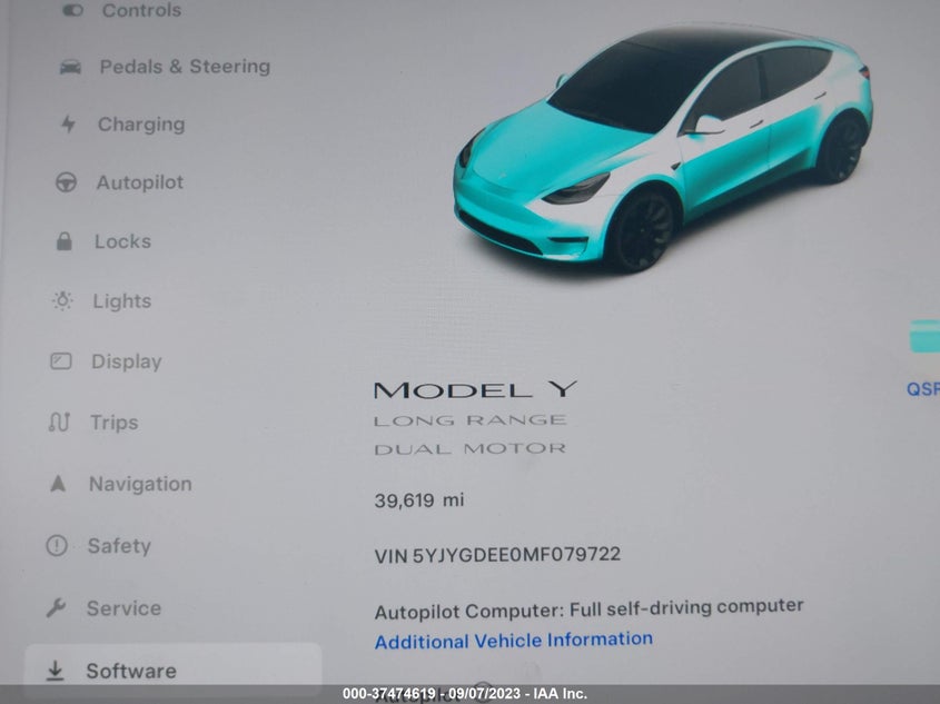 VIN 5YJYGDEE0MF079722 2021 TESLA MODEL Y LONG RANGE