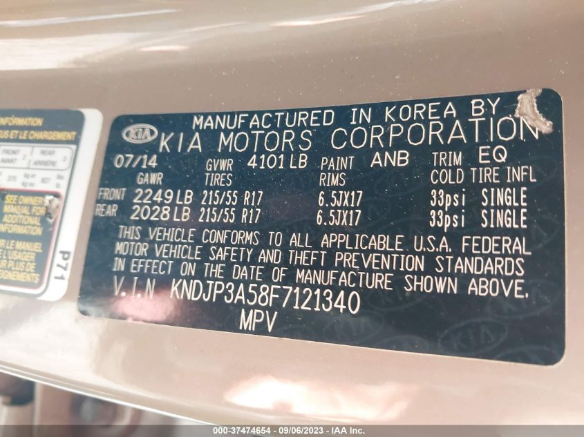 2015 KIA SOUL + - KNDJP3A58F7121340