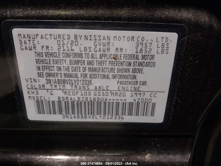 2020 NISSAN SENTRA S - 3N1AB8BV2LY212336