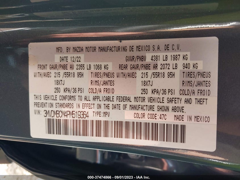 VIN 3MVDMBCM4PM519364 2023 MAZDA CX-30 PREFERRED