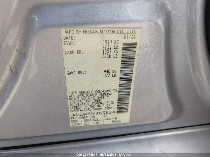 2014 NISSAN ALTIMA 2.5 S - 1N4AL3AP0EN385634