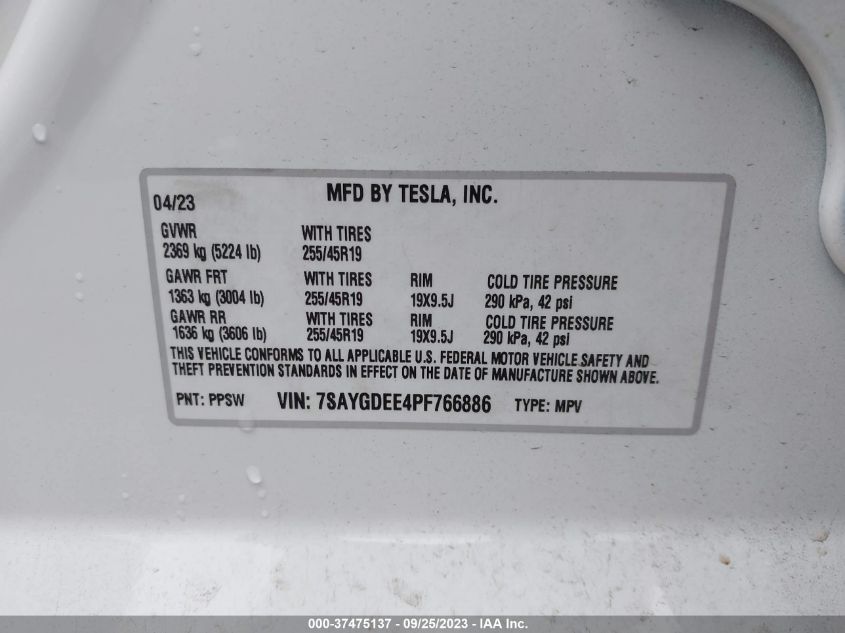2023 TESLA MODEL Y - 7SAYGDEE4PF766886