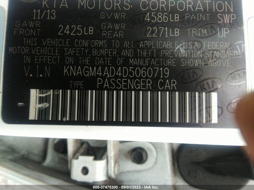 2013 KIA OPTIMA HYBRID EX - KNAGM4AD4D5040602