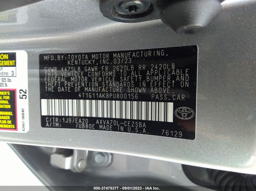 2023 TOYOTA CAMRY SE/SE NIGHTSHADE - 4T1G11AK8PU800156
