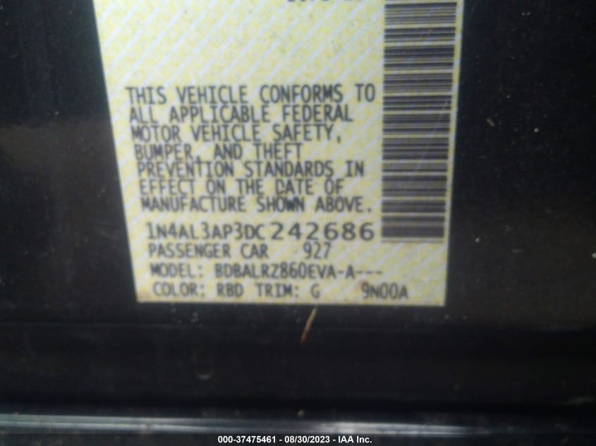 2013 NISSAN ALTIMA 2.5 S - 1N4AL3AP3DC242686