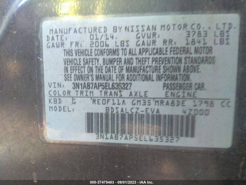 2014 NISSAN SENTRA S - 3N1AB7AP5EL635327