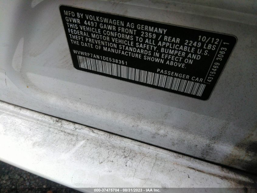 2013 VOLKSWAGEN CC LUX - WVWRP7AN1DE538351