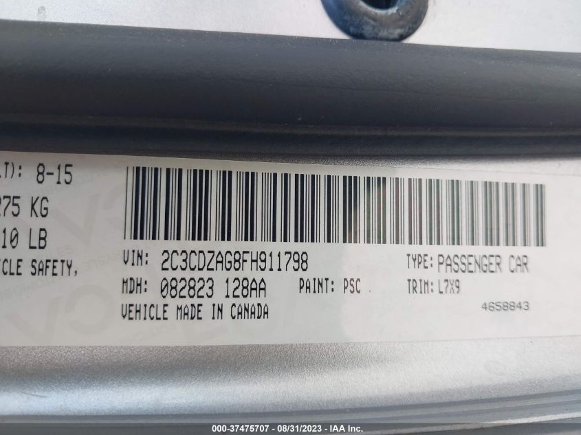 2015 DODGE CHALLENGER SXT - 2C3CDZAG8FH911798