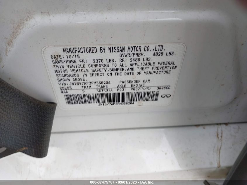 2015 INFINITI Q50 - JN1BV7AP3FM356204