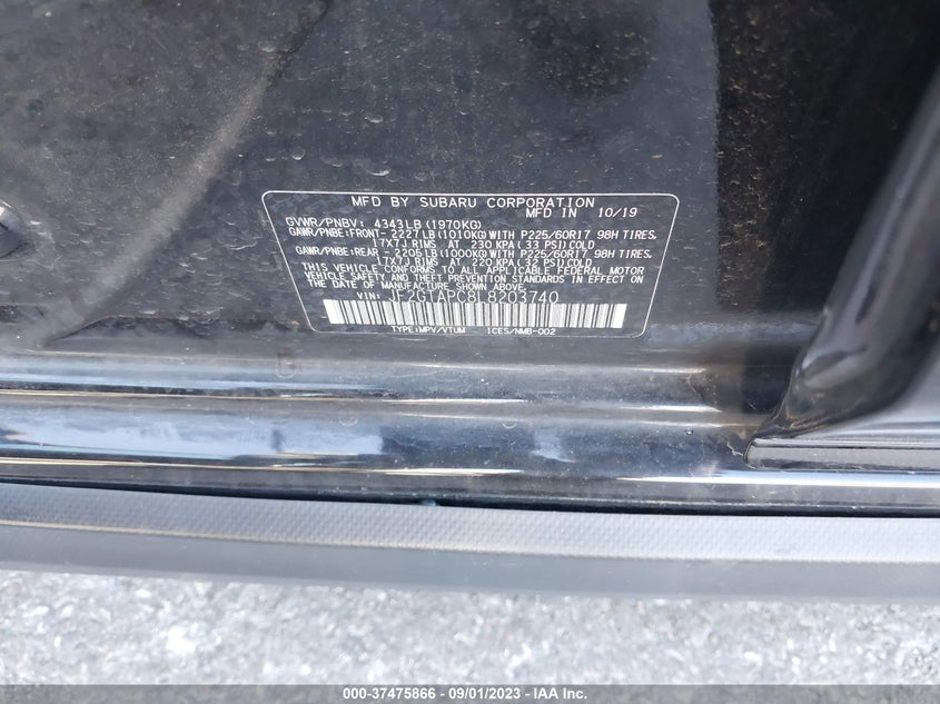 VIN JF2GTAPC8L8203740 2020 SUBARU CROSSTREK PREMIUM