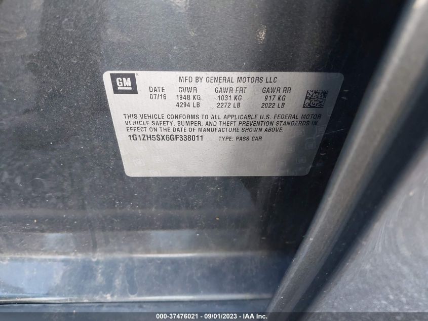2016 CHEVROLET MALIBU PREMIER - 1G1ZH5SX6GF338011